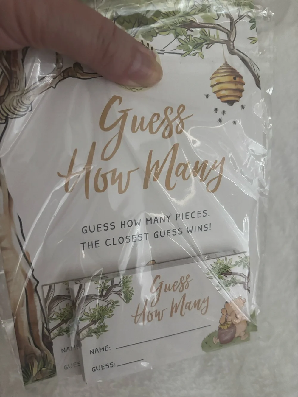 Winnie The Pooh Guess How Many Pooh Bear Party Game Sign - Gold Final Sale